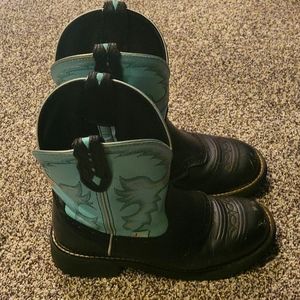 Justin boots teal and black